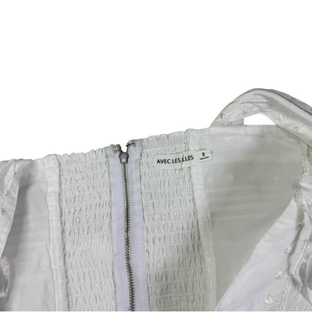 Avec Les Filles White Embroidered Crop Top Size 8 | Textured Cotton Tank | NWT - Picture 6 of 8